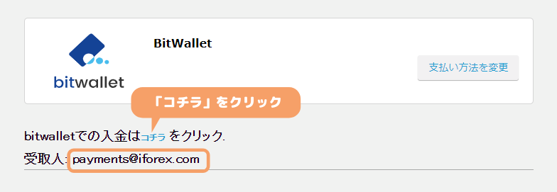 iFOREX入金-bitwalletメールアドレス