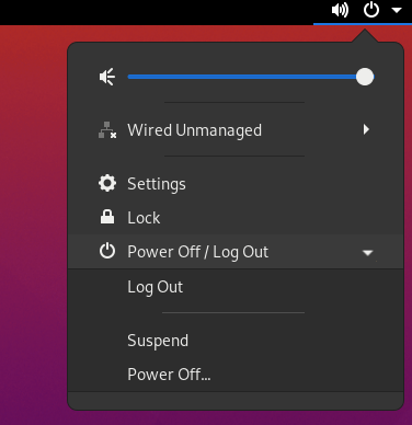 Ubuntu18.04（GNOME）の初期設定-電源ボタンをクリック
