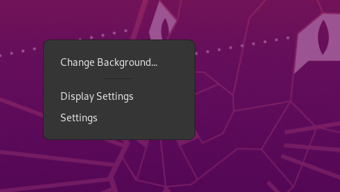 Ubuntu18.04（GNOME）の初期設定-デスクトップ画面上で右クリック→「Settings」